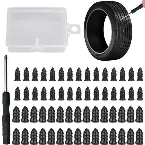 QIAWI🔩60PCS Tire Repair Rubber Nails Kit with 2 Sizes + Free Screwdriver Included