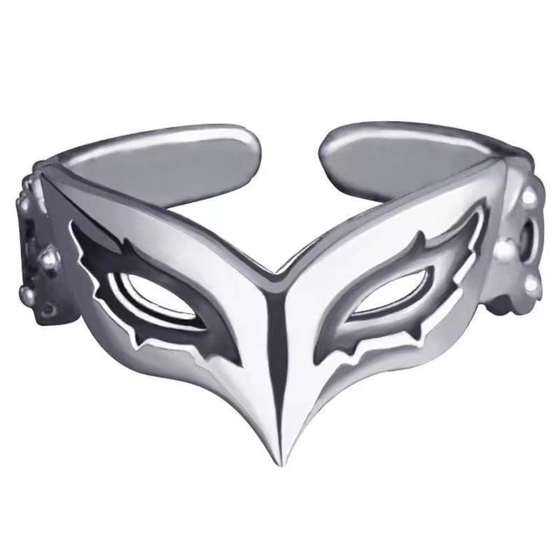 Funny Mask Ring Fashion Versatile High-Grade Cold Tone Style Ring for Men and Women