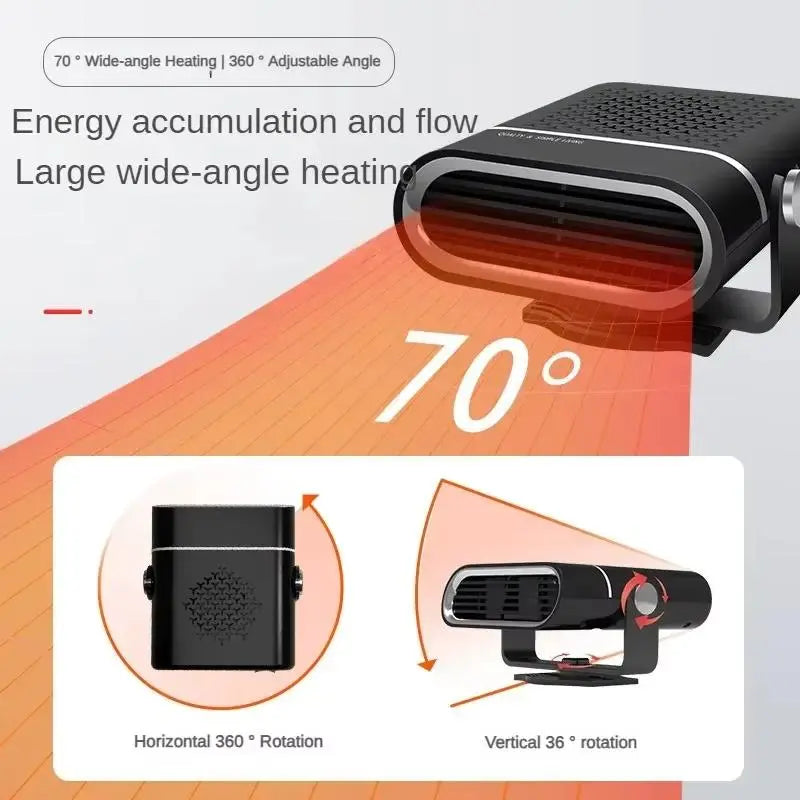 QIAWI™ Portable Car Heater Fan 12V/24V Fast Heating & 360° Rotation